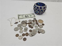 $2 Dollar Bill, Kennedy Half Dollar Coins +