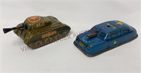 Tin Litho Borger Tank & Argo USA Tank Car Toys