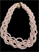 Vtg Pink Bead Necklace