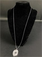 Silver Necklace w Rose & Butterfly Pendant