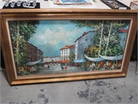 LARGE OIL PAINTING FRENCH MARKET PLACE