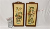 Vintage Coby Bathing Frogs Wall Plaques - 2