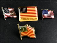 (4) Vintage American Flag Pins