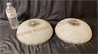 Art Deco Frosted Glass Ceiling Light Globes - Pair