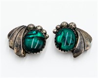 Vintage Navajo Abalone Rhinestone Stud Earrings