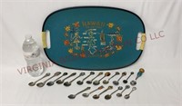 Vtg Hawaii the 50th State Tray & Souvenir Spoons