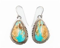 J. Nelson Navajo Sterling Turquoise Hook Earrings