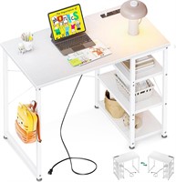 32' Desk with USB Port  3-Tier Shelf  White