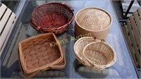 Lot Of 4 Bamboo Handle Baskets w/handles
