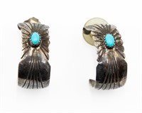 Signed Navajo Sterling Turquoise Earrings