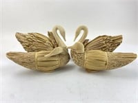 Vintage Reed and Carved Ducks and Swans