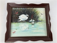 Swan and Flappers Framed Painting