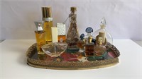 Vintage perfumes w/ dresser tray