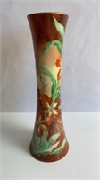 Antique porcelain painted floral vase 12"
