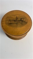 Antique Mauchline Ware wooden spool box- nautical