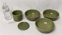 Longaberger Pottery 7" Bowls & Candle Crock