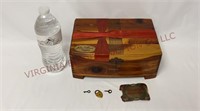 Vintage Cedar Jewelry Storage Box w Candy Tag