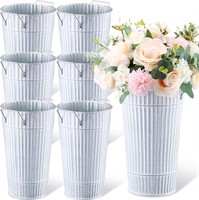6pk 12 Galvanized Metal Vases  Flower Buckets
