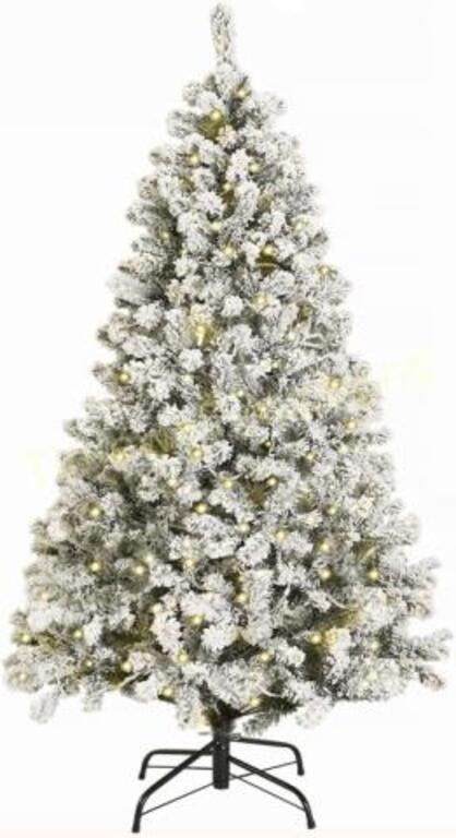 6ft Pre-lit Snow Flocked Xmas Tree  300L