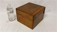 Antique Shaw-Walker Oak File Box w Slide Backer