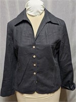 Vintage Women's Linen Blend Top Black Size 10