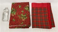 Christmas Holly & Plaid Fabric Tablecloths - 2