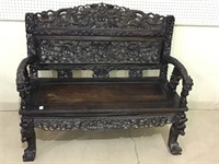 Very Ornate Vintage Oriental Dragon Design Bench