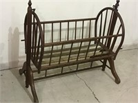 Primitive Antique Rocking Baby Cradle on Stand