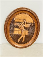 Wood Relief carving "Golfer"