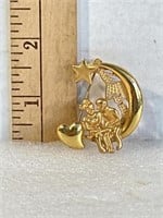 Moon, star, and heart with couple brooch