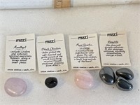 Amethyst, black obsidian, rose quartz, and