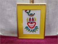 Framed Paperworks Circus Clown Paper Art