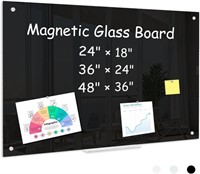 G669  Black Glass Magnetic Board, 24" x 18" - 3 Ma