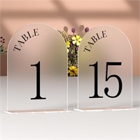 $34  Frosted Table Numbers 1-15  5x7 with Stands