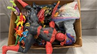 Box of Marvel/DC Figures and Accessories