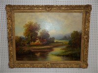 Paul Wesley Catskill Cottage Large Oil on Canvas