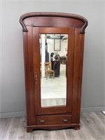 Single Door Mirrored Wood Wardrobe