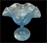 Imperial Blue Stretch Glass 5.5 “ Tall Ruffled