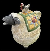 Ceramic Sheep & Rooster Teapot & Cup