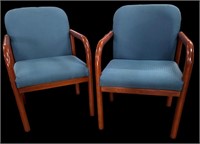 Pair Blue Uph Arm Chairs