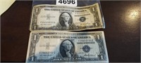 (2) 1935 BLUE SEAL SILVER CERTIFICATES $1