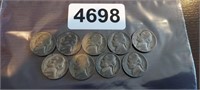 (9) WW2 35% SILVER NICKELS