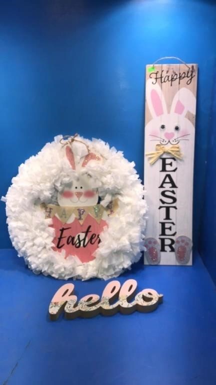 Easter deco. Wreath and signs