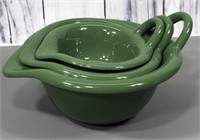 Green Ceramic Nesting Batter Bowl Set