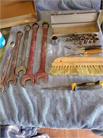 Various tools and wrenches