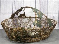Large Metal basket with Decor-Glass Buoys