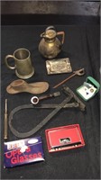 Ice tongs,oper glasses ,pipe tools