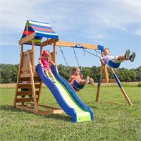 Briarcliff Cedar Swing Set: Slide  Swings  Wall
