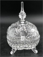 Large Crystal Footed Jar with Lid