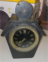 Antique Black Slate Mantle Clock